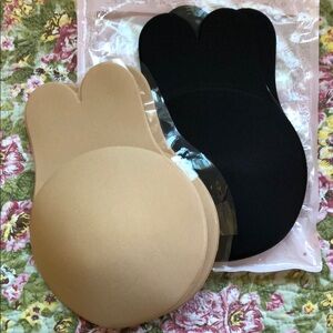 Seamless Black and Tan Adhesive Bra